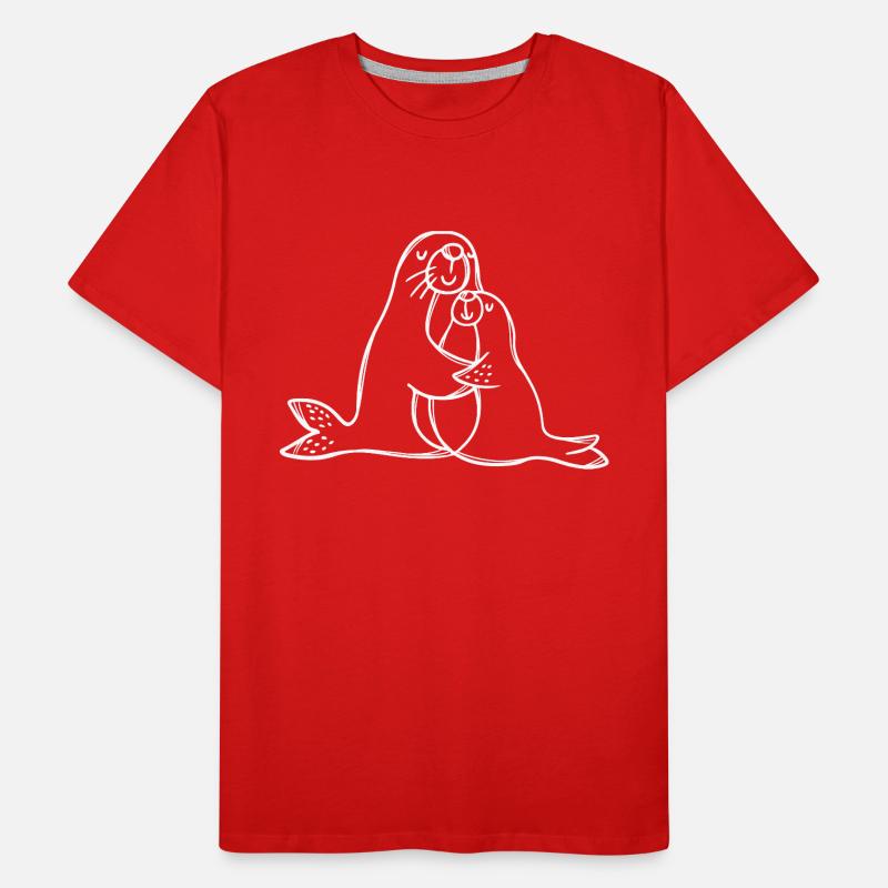 Mutter Kind Robbe Männer Premium Bio T-Shirt