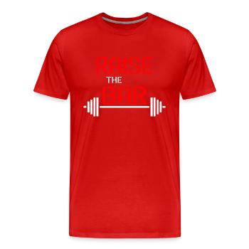 Raise the bar weight quote - Men's Premium Organic T-Shirt - red - Front - Damien (186cm)