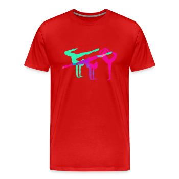 Gymnaste, yoga, sports, exercices, danse, gymnastique - T-shirt bio Premium Homme - rouge - Devant - Damien (186cm)