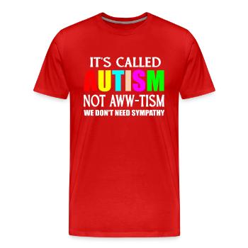Citation sur l’autisme - T-shirt bio Premium Homme - rouge - Devant - Damien (186cm)