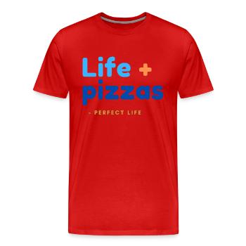Vie + Pizzas = Vie parfaite - T-shirt bio Premium Homme - rouge - Devant - Damien (186cm)