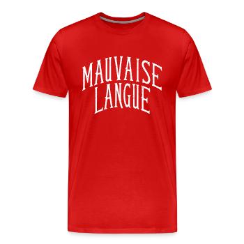 Mauvaise langue - T-shirt bio Premium Homme - rouge - Devant - Damien (186cm)