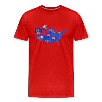 Amerika Heißluftballon Flagge - Männer Premium Bio T-Shirt - Rot - Vorne - Damien (186cm)