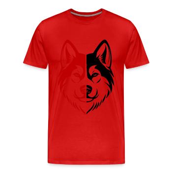Tête de chien Akita - T-shirt bio Premium Homme - rouge - Devant - Damien (186cm)