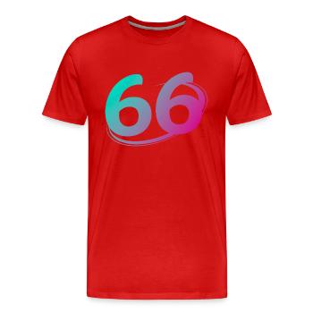 Nummer 66 mehrfarbig - Männer Premium Bio T-Shirt - Rot - Vorne - Damien (186cm)