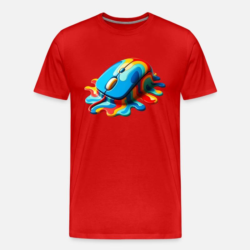 Schmelzende Regenbogen-Computermaus - Männer Premium Bio T-Shirt - Rot