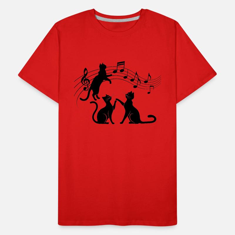 Black cats pattern playing with musical note Men's Premium Organic T-Shirt