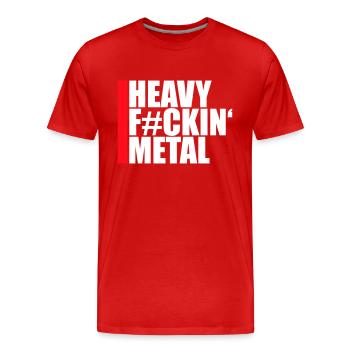 Heavy F#ckin' Metal Hard Rock Musik Text Spruch - Männer Premium Bio T-Shirt - Rot - Vorne - Damien (186cm)