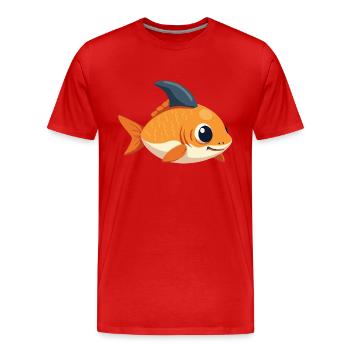 Poisson rouge avec aileron de requin – Osez la différence - T-shirt bio Premium Homme - rouge - Devant - Damien (186cm)