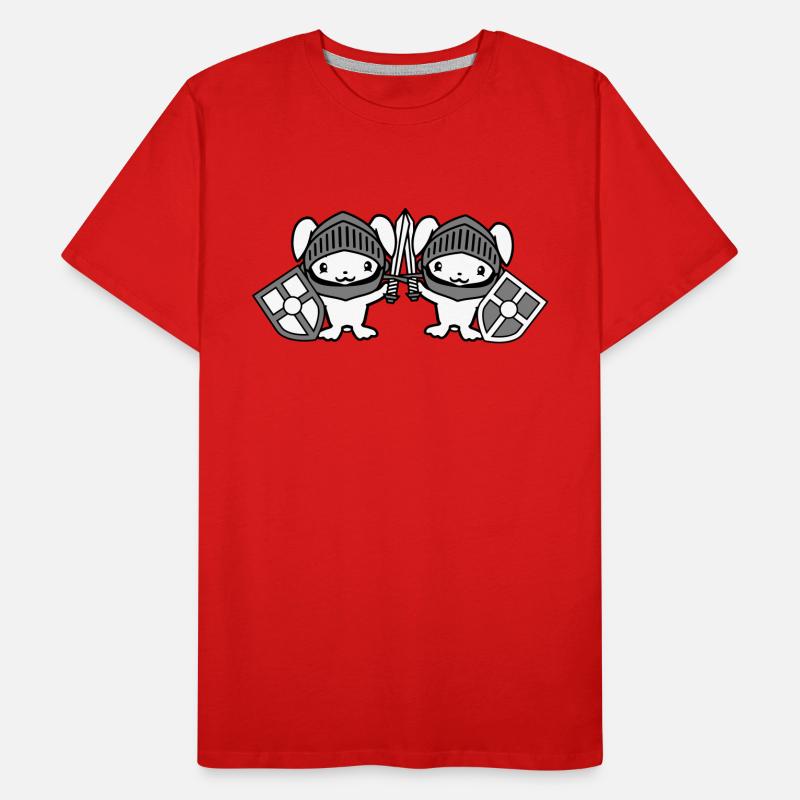 2 lapins chevalier épée bouclier armure casque château T-shirt bio Premium Homme