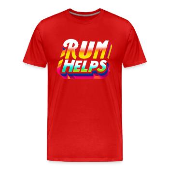 Rum Helps 9 - Männer Premium Bio T-Shirt - Rot - Vorne - Damien (186cm)