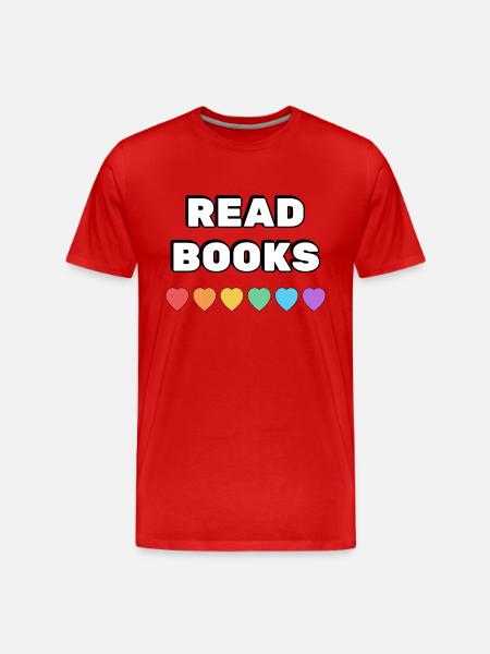 Read Books Rainbow Hearts - Men's Premium Organic T-Shirt - red