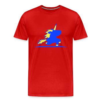 Einhorn reitet schnell Galopp süß Silhouette Pferd - Männer Premium Bio T-Shirt - Rot - Vorne - Damien (186cm)
