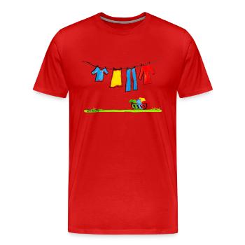 Auf der Leine - Männer Premium Bio T-Shirt - Rot - Vorne - Damien (186cm)