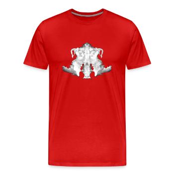 Rorschach Tafel 4/10 invertiert - Männer Premium Bio T-Shirt - Rot - Vorne - Damien (186cm)