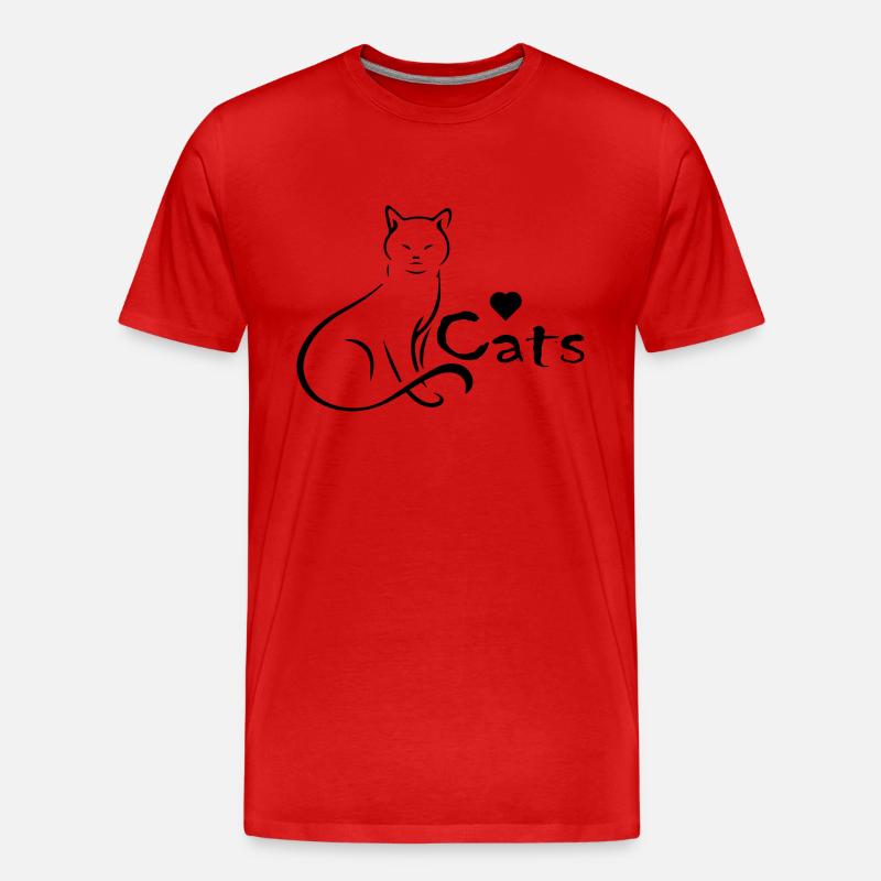 Cat Katze - Männer Premium Bio T-Shirt - Rot