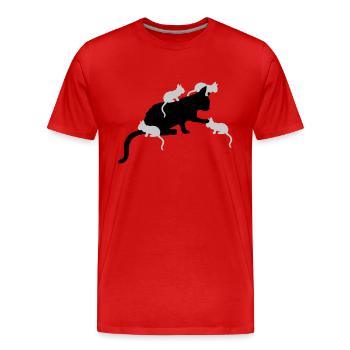 Many Kitten Mama Cat - Men's Premium Organic T-Shirt - red - Front - Damien (186cm)