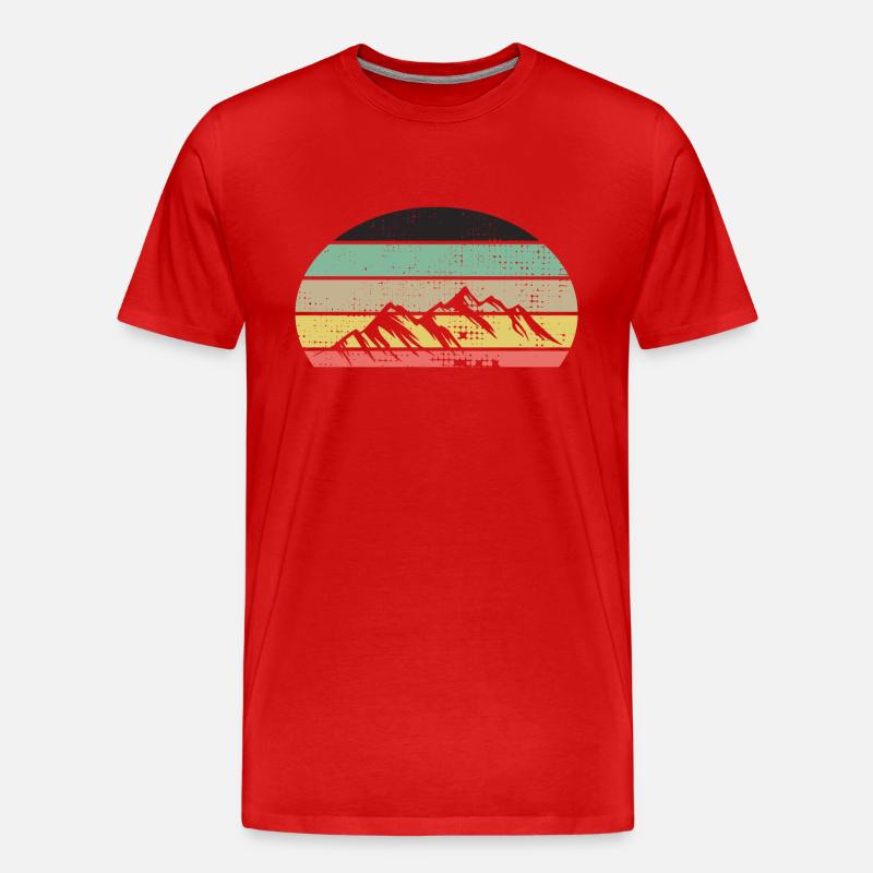 Berge Retrofarben - Männer Premium Bio T-Shirt - Rot