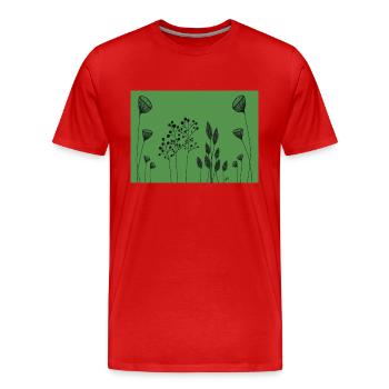 FIneline Blumen Zeichnung schwarz grün - Männer Premium Bio T-Shirt - Rot - Vorne - Damien (186cm)