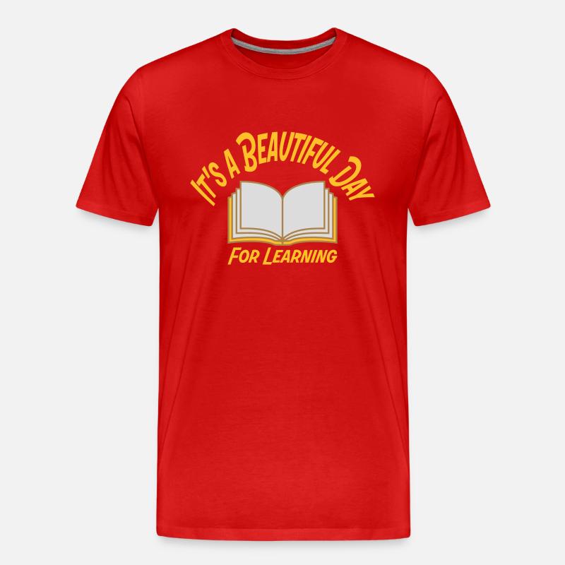 beautiful day for learning - Männer Premium Bio T-Shirt - Rot