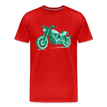 Retro motorcycle in 8 bit in the color green - Men's Premium Organic T-Shirt - red - Front - Damien (186cm)