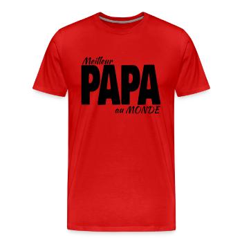 Meilleur PAPA au Monde fête des pères homme Noël - T-shirt bio Premium Homme - rouge - Devant - Damien (186cm)