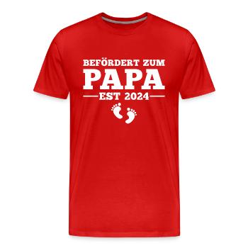 Befördert zum Papa 2024 Werdender Vater - Männer Premium Bio T-Shirt - Rot - Vorne - Damien (186cm)