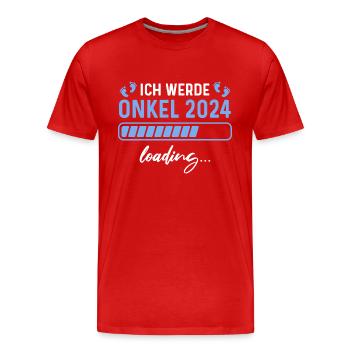 Ich werde Onkel 2024 Babyparty - Männer Premium Bio T-Shirt - Rot - Vorne - Damien (186cm)