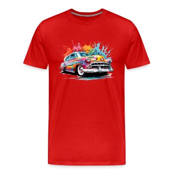 bunter Oldtimer - Männer Premium Bio T-Shirt - Rot - Vorne - Damien (186cm)