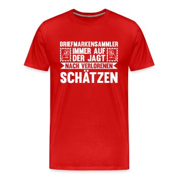 Philatelie Briefmarkensammlung Briefmarkensammler - Männer Premium Bio T-Shirt - Rot - Vorne - Damien (186cm)