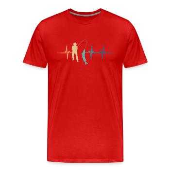 Fisherman's Heartbeat - Men's Premium Organic T-Shirt - red - Front - Damien (186cm)