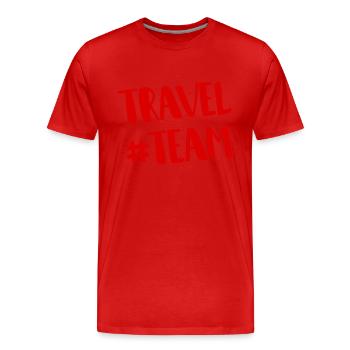 Travel Team - Männer Premium Bio T-Shirt - Rot - Vorne - Damien (186cm)