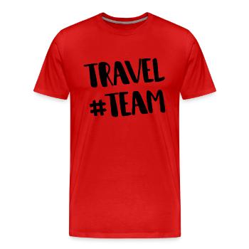 Travel Team - Männer Premium Bio T-Shirt - Rot - Vorne - Damien (186cm)
