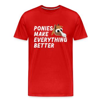 PONIES MAKE EVERYTHING BETTER PONY THERAPY - Men's Premium Organic T-Shirt - red - Front - Damien (186cm)