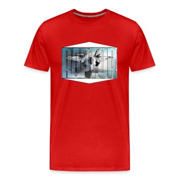 kampfjet ,raptor, - Männer Premium Bio T-Shirt - Rot - Vorne - Damien (186cm)