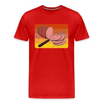 Bologna Italia Italienische Küche Wurst Essen - Männer Premium Bio T-Shirt - Rot - Vorne - Damien (186cm)