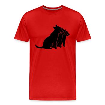 3 Hunde sitzen Team Crew Drei Freunde Silhouette - Männer Premium Bio T-Shirt - Rot - Vorne - Damien (186cm)