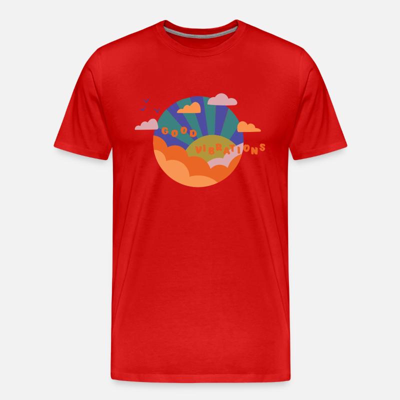 Good Vibrations - Geschenkidee - Gute Laune - Männer Premium Bio T-Shirt - Rot
