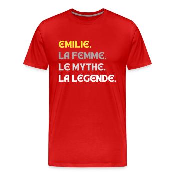 EMILIE LA FEMME LE MYTHE LA - T-shirt bio Premium Homme - rouge - Devant - Damien (186cm)