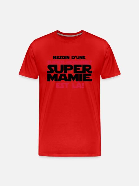 super mamie est là - T-shirt bio Premium Homme - rouge