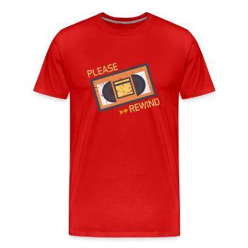 Drôle VHS VCR Vintage des années 90 des années 80 chemise cadeau - T-shirt bio Premium Homme - rouge - Devant - Damien (186cm)