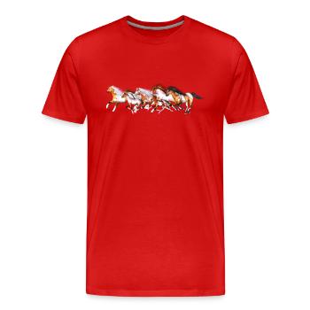 Wild Horses Herd - Männer Premium Bio T-Shirt - Rot - Vorne - Damien (186cm)