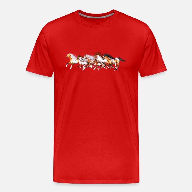 Wild Horses Herd - Männer Premium Bio T-Shirt - Rot