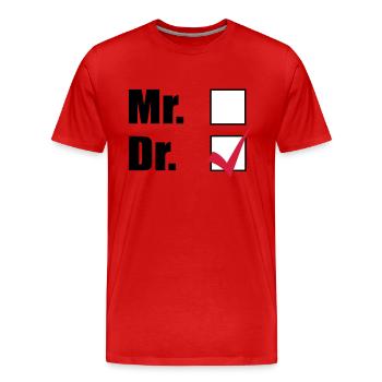 doctorate - Men's Premium Organic T-Shirt - red - Front - Damien (186cm)