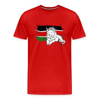Lion - Kenya Flag - Löwe - Männer Premium Bio T-Shirt - Rot - Vorne - Damien (186cm)