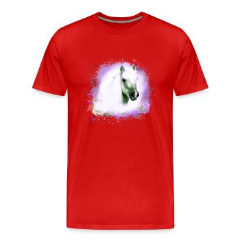 poney, bleu, shettland, cheval, poney, poney blanc - T-shirt bio Premium Homme - rouge - Devant - Damien (186cm)