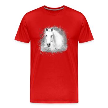 Schimmel, Pferd,weisses Pferd, Graffiti,haflinger - Männer Premium Bio T-Shirt - Rot - Vorne - Damien (186cm)