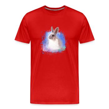 rabbit, rabbit, blue, graffiti, painting, - Men's Premium Organic T-Shirt - red - Front - Damien (186cm)