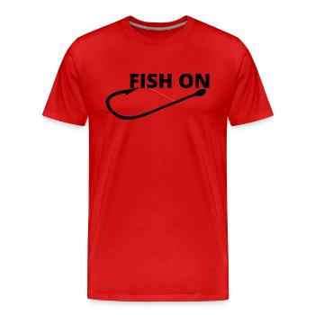 Fischen auf - Männer Premium Bio T-Shirt - Rot - Vorne - Damien (186cm)