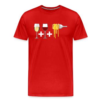 Vin rouge et Vin blanc et Pâtes - T-shirt bio Premium Homme - rouge - Devant - Damien (186cm)